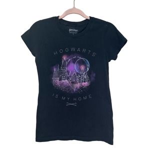 Hogwarts Is My‎ Home Shirt, Harry Potter Black Blouse size Small 100% Cotton
